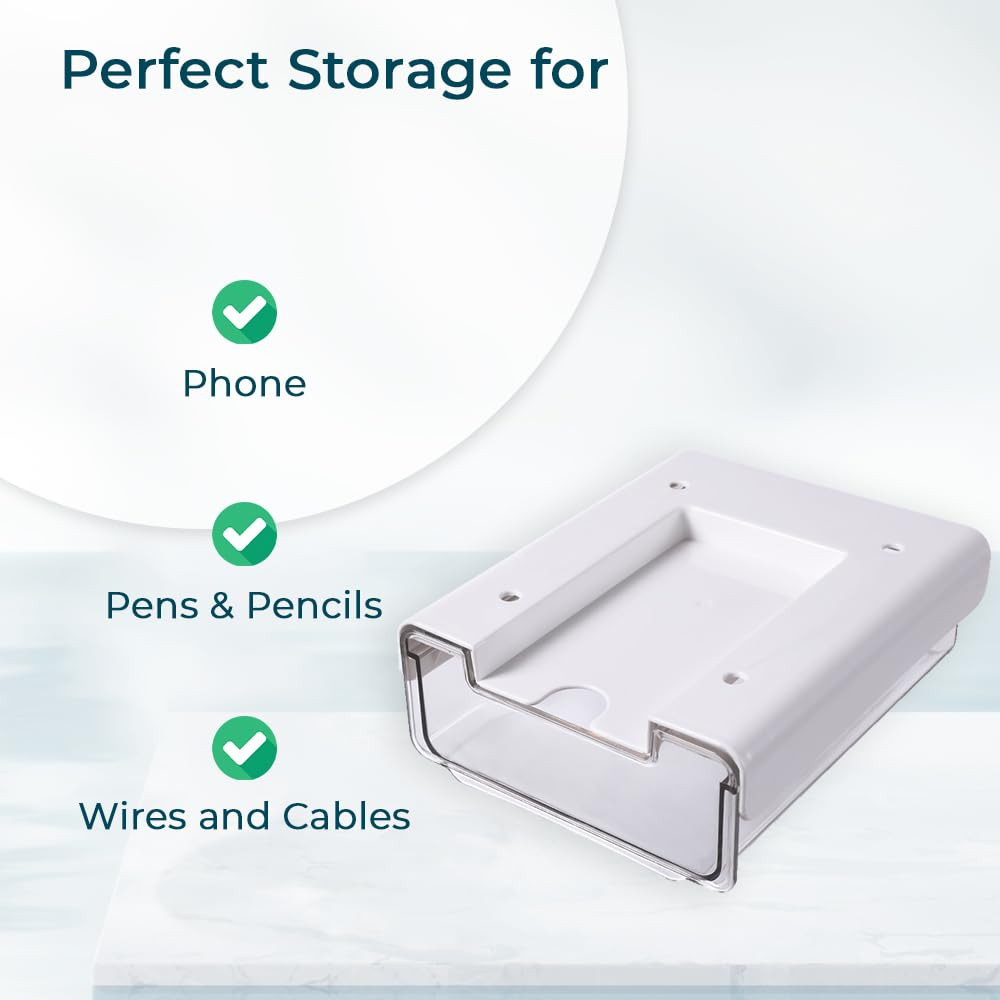 Kuber Industries Bottom Layer Small Drawer Storage Box|Plastic Cabinet Box For Storage|White