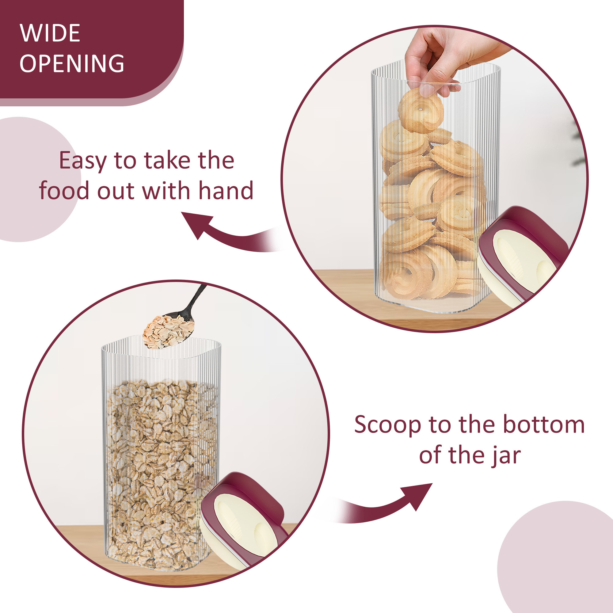 Kuber Industries BPA Free 1400 ML Plastic Airtight Jar Containers for Kitchen Storage Set of 3  Cereals Pulses Dry Fruits and Snacks Box Container  Kitchen Accessories Items for Home  Brown