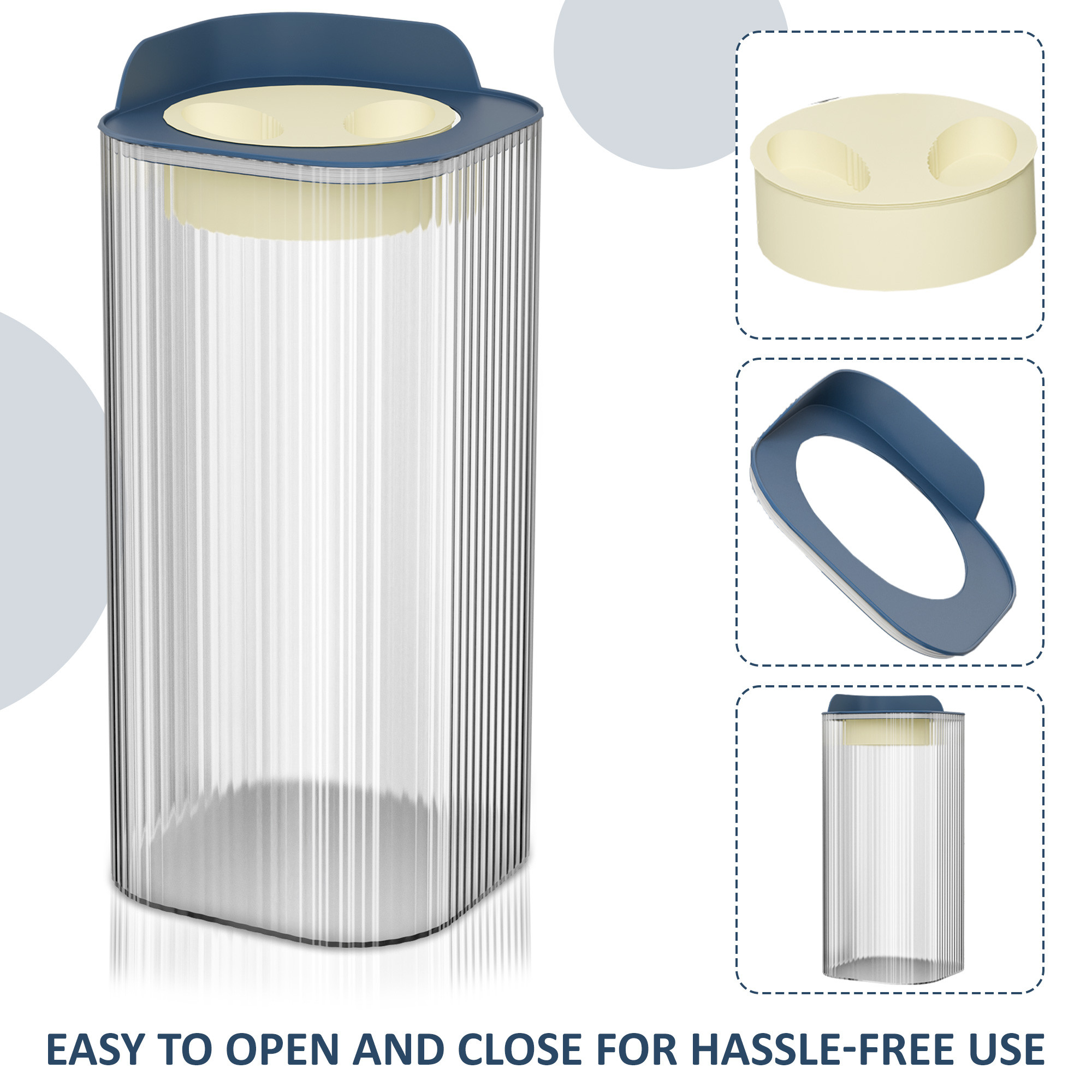 Kuber Industries BPA Free 1400 ML Plastic Airtight Jar Containers for Kitchen Storage Set of 3  Cereals Pulses Dry Fruits and Snacks Box Container  Kitchen Accessories Items for Home  Blue