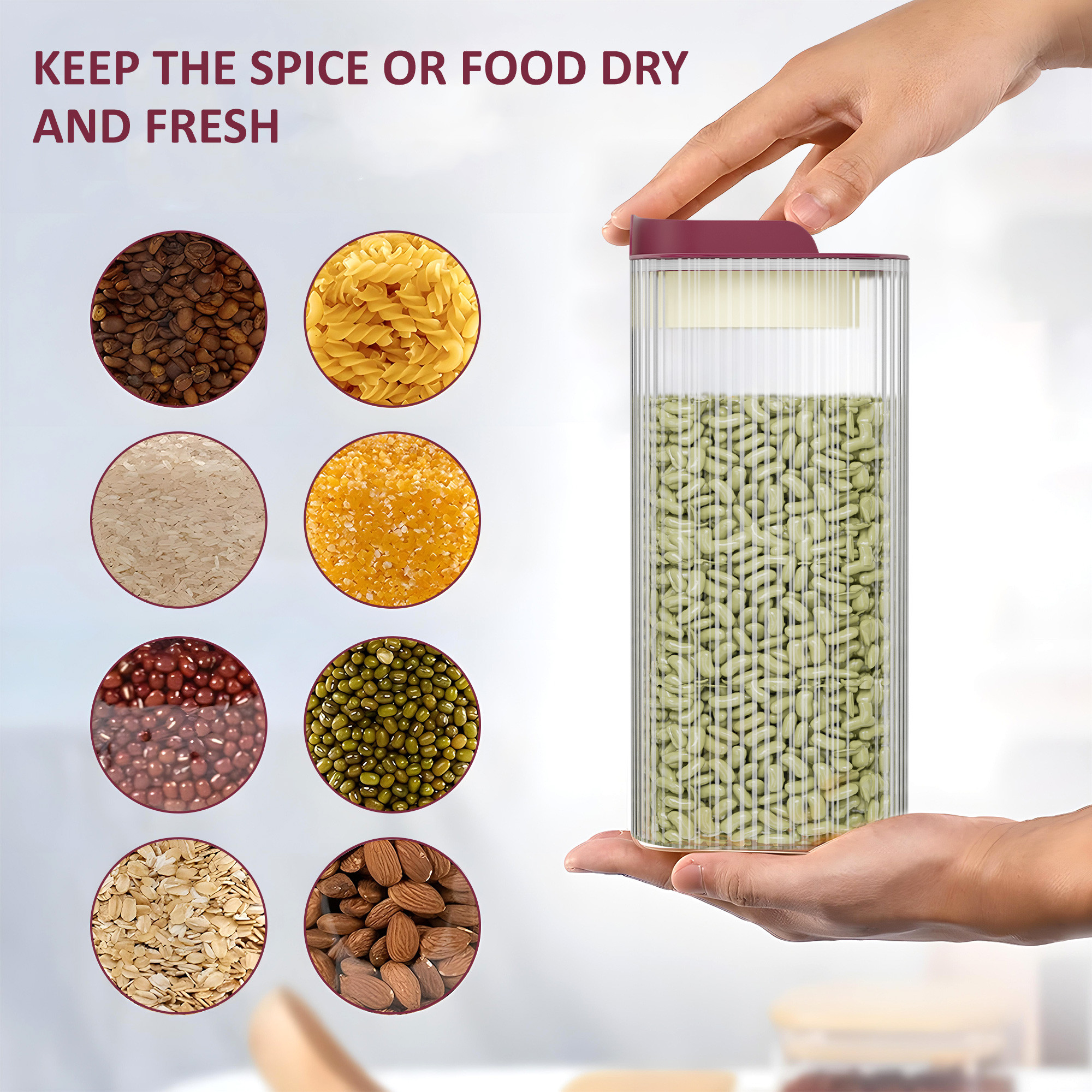 Kuber Industries BPA Free 1400 ML Plastic Airtight Jar Containers for Kitchen Storage Set of 3  Cereals Pulses Dry Fruits and Snacks Box Container  Kitchen Accessories Items for Home  Brown