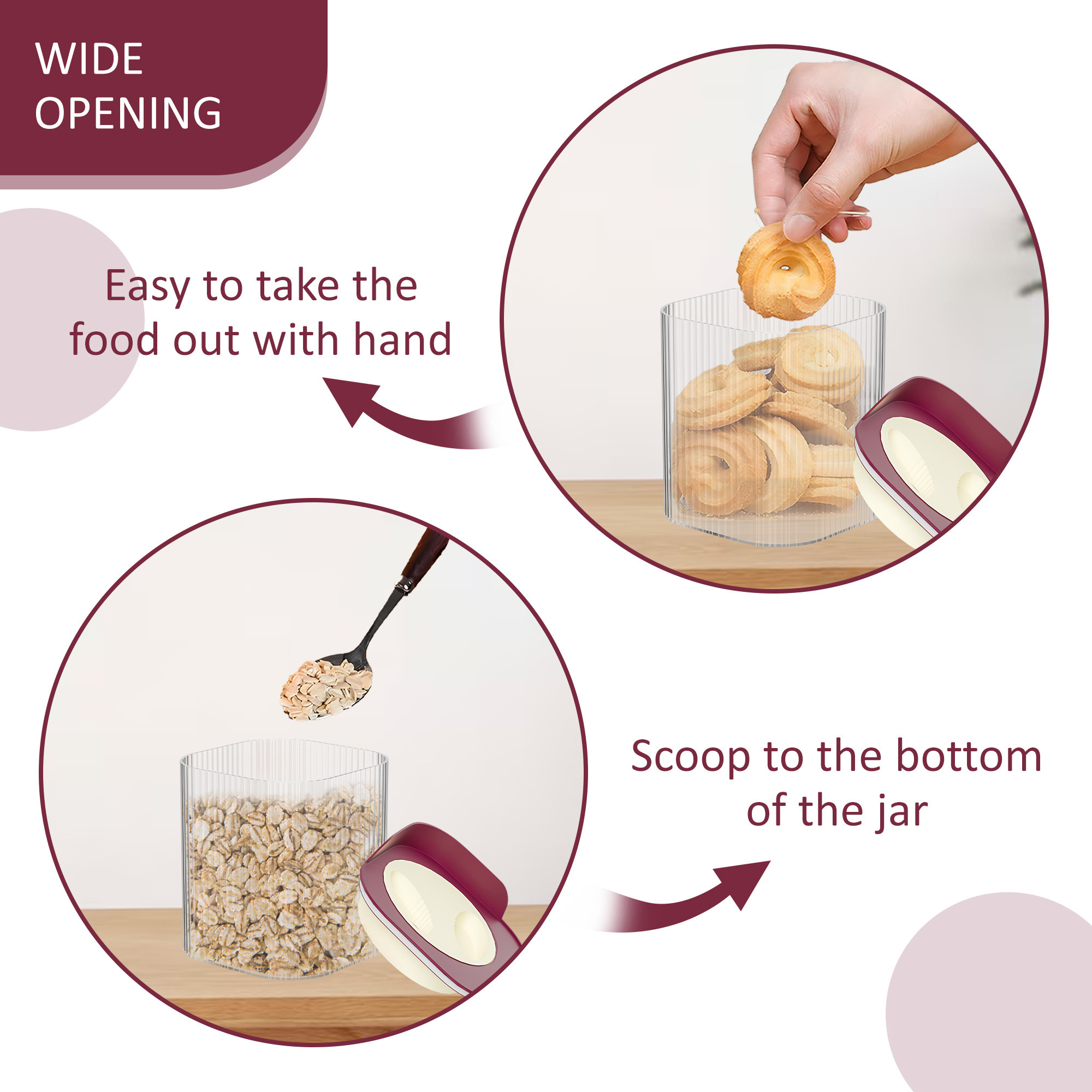 Kuber Industries BPA Free 800 ML Plastic Airtight Jar Containers for Kitchen Storage Set of 3  Cereals Pulses Dry Fruits and Snacks Box Container  Kitchen Accessories Items for Home  Brown