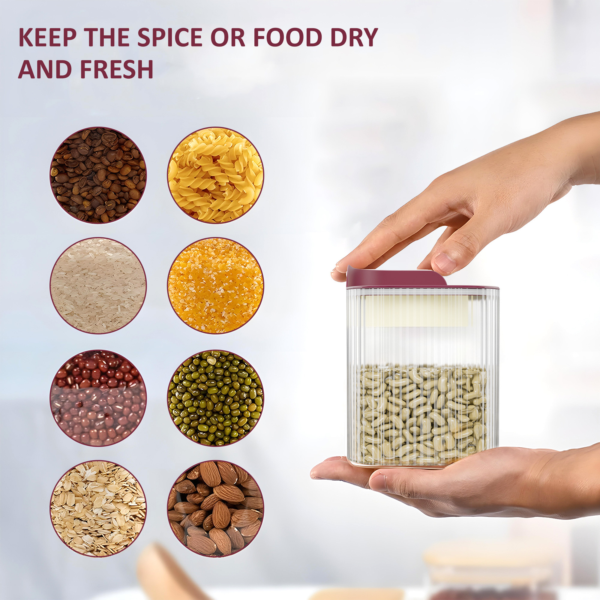 Kuber Industries BPA Free 800 ML Plastic Airtight Jar Containers for Kitchen Storage Set of 3  Cereals Pulses Dry Fruits and Snacks Box Container  Kitchen Accessories Items for Home  Brown