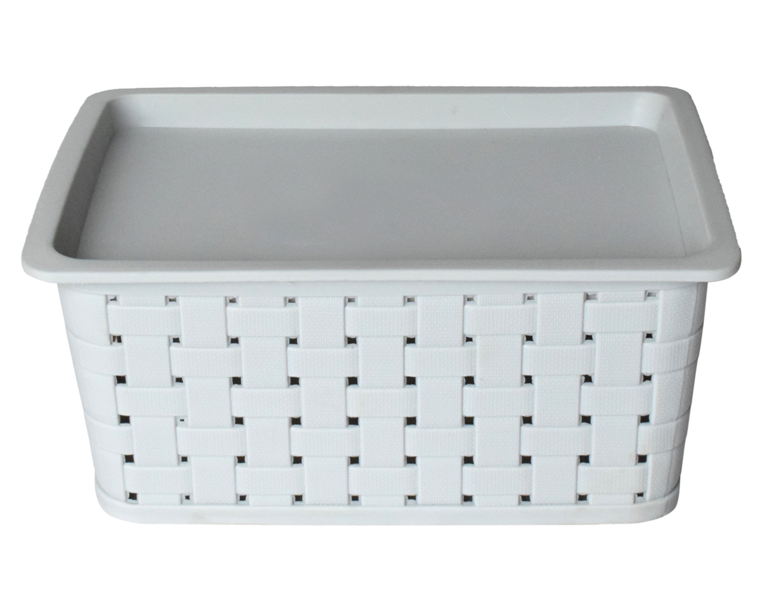 Kuber Industries BPA Free Attractive Design Multipurpose Large Trendy Storage Basket With Lid|Material-Plastic|Color-Gray