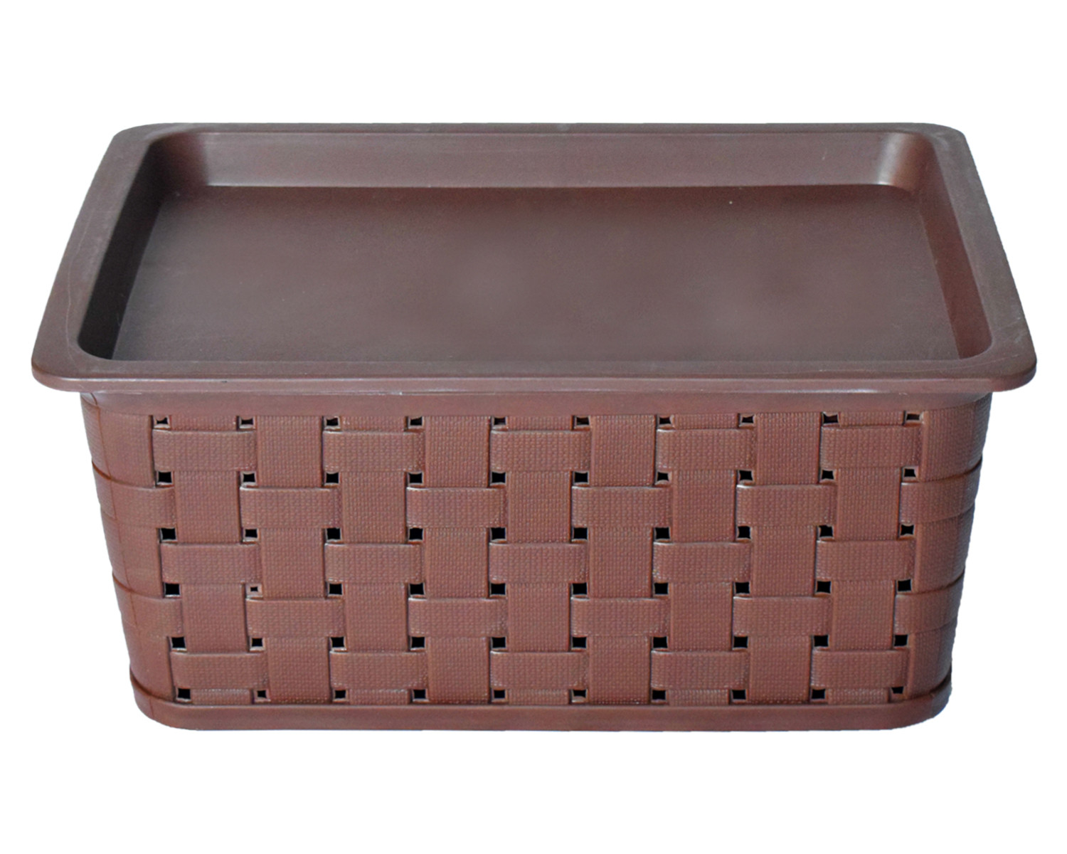 Kuber Industries BPA Free Attractive Design Multipurpose Large Trendy Storage Basket With Lid|Material-Plastic|Color-Brown,Beige|Pack of 2
