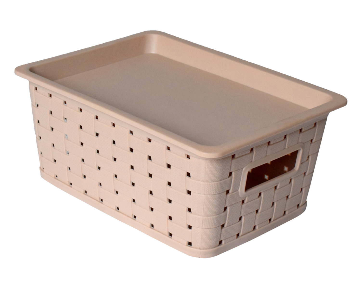 Kuber Industries BPA Free Attractive Design Multipurpose Small Trendy Storage Basket With Lid|Material-Plastic|Color-Beige|Pack of 2
