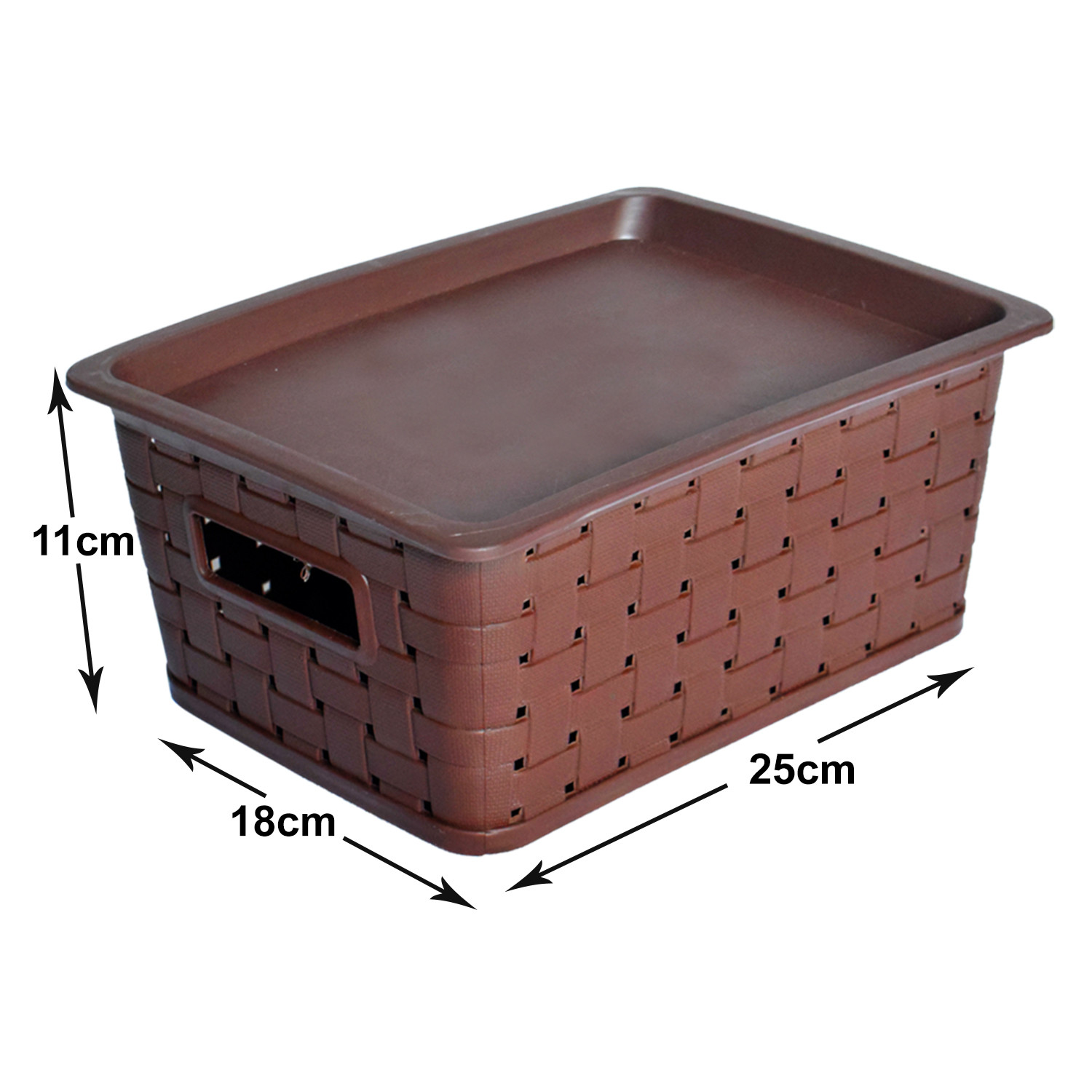 Kuber Industries BPA Free Attractive Design Multipurpose Small Trendy Storage Basket With Lid|Material-Plastic|Color-Brown|Pack of 2