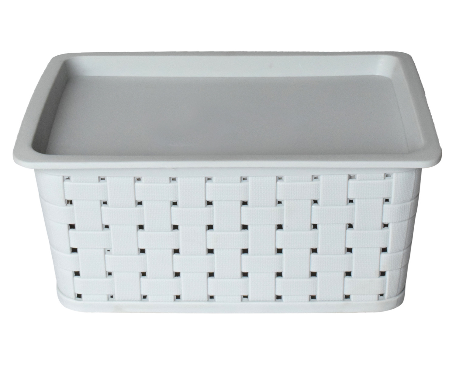 Kuber Industries BPA Free Attractive Design Multipurpose Small Trendy Storage Basket With Lid|Material-Plastic|Color-Gray|Pack of 2