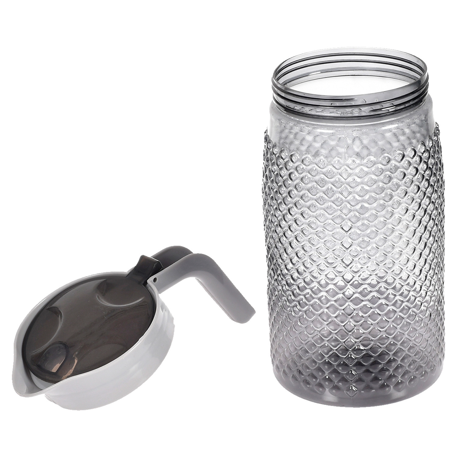 Kuber Industries BPA Free Leak Proof Unbreakable Plastic Water Jug with 6 Tumblers Drinkware Set (Grey)-45KM051