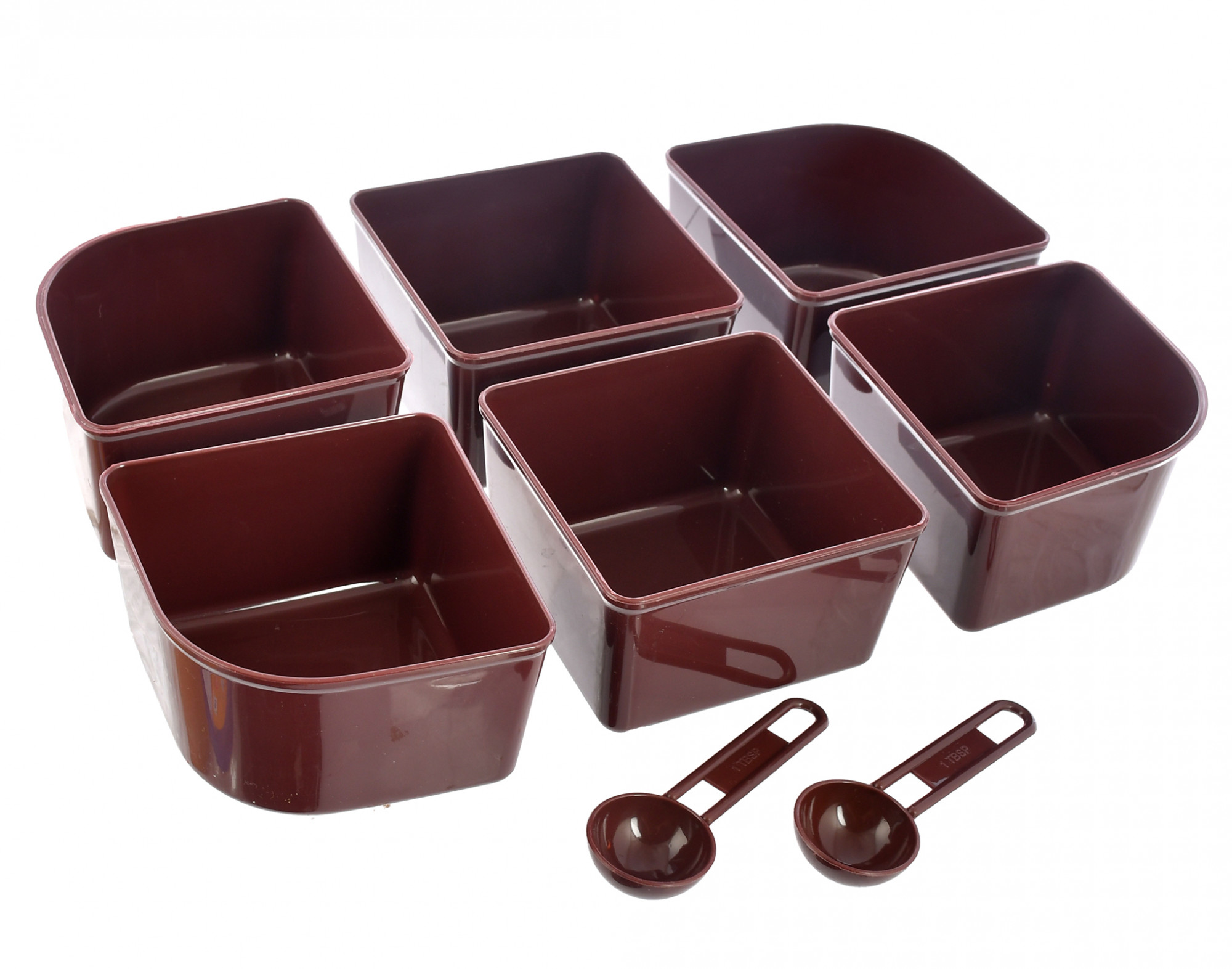 Kuber Industries BPA Free Plastic Food Grade, Odourless, Microwave/Refrigerator Safe Masala Box, Masala Dabba, Spice Container With 6 Containers & 2 Spoons (Brown)