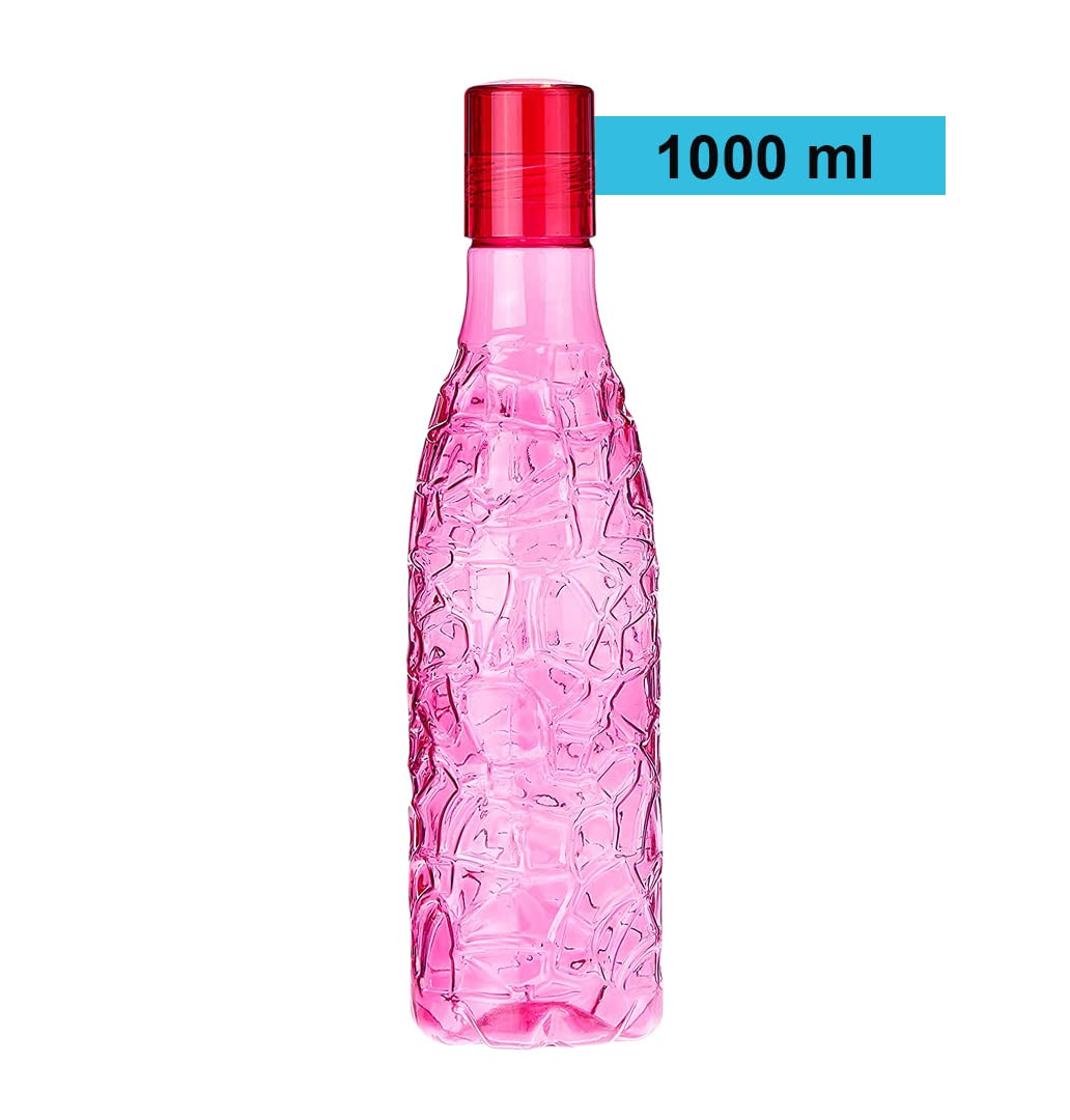 Kuber Industries BPA-Free Plastic Water Bottle | Leak Proof, Firm Grip, 100% Food Grade Plastic Bottles | For Home, Office, School & Gym | Unbreakable, Freezer Proof, Fridge Water Bottle | Pack of 4 - Pink