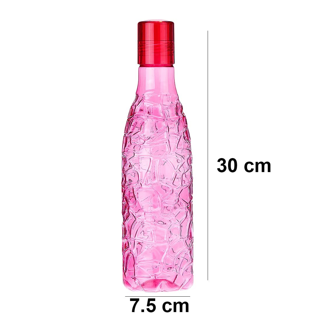 Kuber Industries BPA-Free Plastic Water Bottle | Leak Proof, Firm Grip, 100% Food Grade Plastic Bottles | For Home, Office, School & Gym | Unbreakable, Freezer Proof, Fridge Water Bottle | Pack of 4 - Pink