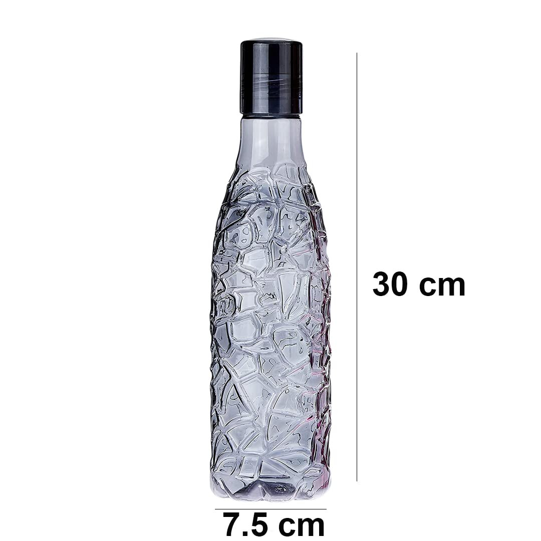 Kuber Industries BPA-Free Plastic Water Bottle | Leak Proof, Firm Grip, 100% Food Grade Plastic Bottles | For Home, Office, School & Gym | Unbreakable, Freezer Proof, Fridge Water Bottle | Pack of 6 - Black