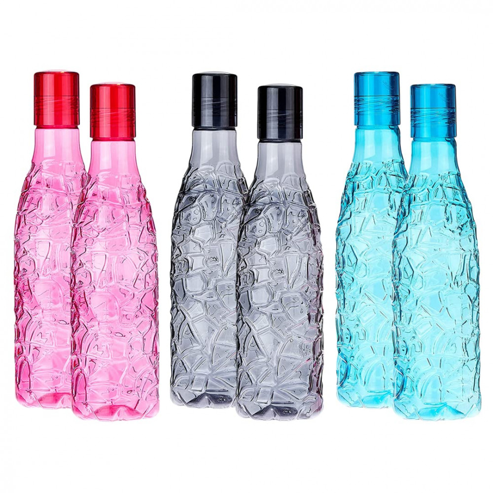 Kuber Industries BPA-Free Plastic Water Bottle | Leak Proof, Firm Grip, 100% Food Grade Plastic Bottles | For Home, Office, School &amp; Gym | Unbreakable, Freezer Proof, Fridge Water Bottle | Pack of 6 - Multicolour