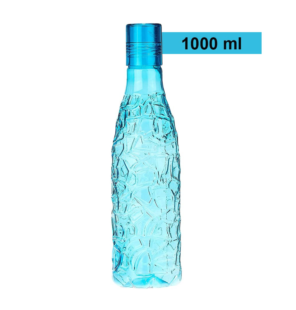 Kuber Industries BPA-Free Plastic Water Bottle | Leak Proof, Firm Grip, 100% Food Grade Plastic Bottles | Unbreakable, Freezer Proof, Fridge Water Bottle | Pack of 4 - Blue