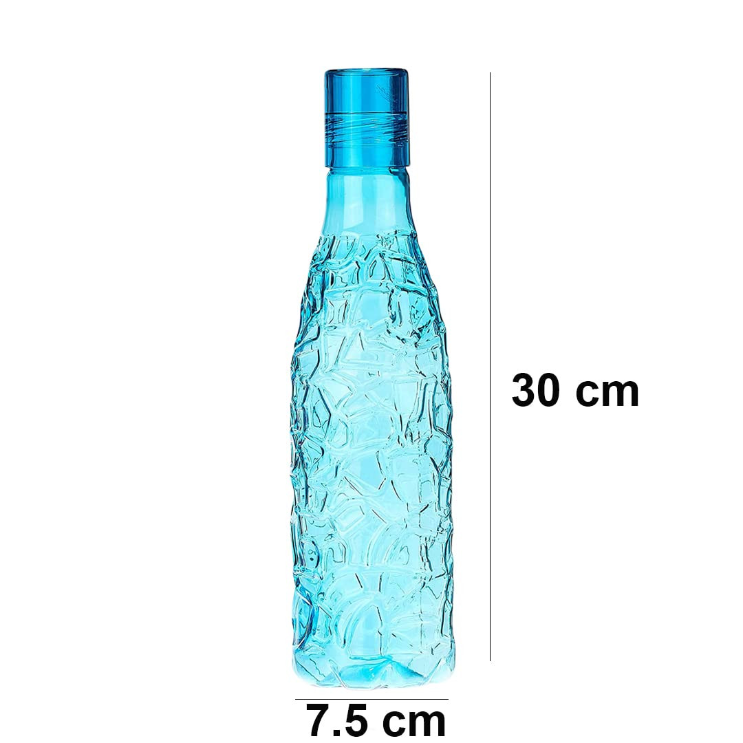 Kuber Industries BPA-Free Plastic Water Bottle | Leak Proof, Firm Grip, 100% Food Grade Plastic Bottles | Unbreakable, Freezer Proof, Fridge Water Bottle | Pack of 4 - Blue