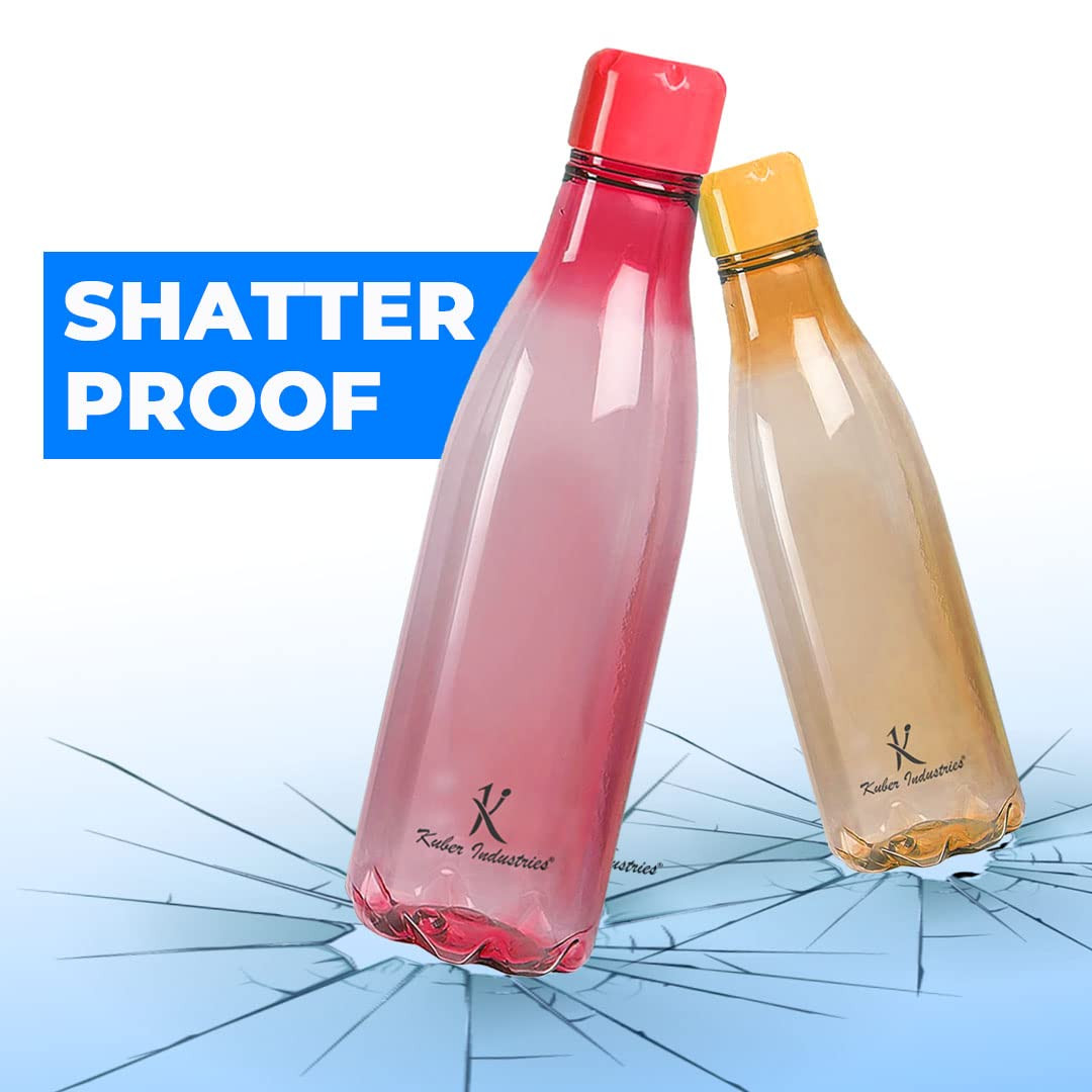 Kuber Industries BPA Free Plastic Water Bottles | Unbreakable, Leak Proof, 100% Food Grade Plastic | For Kids & Adults | Refrigerator Plastic Bottle Set of 4 - Assorted