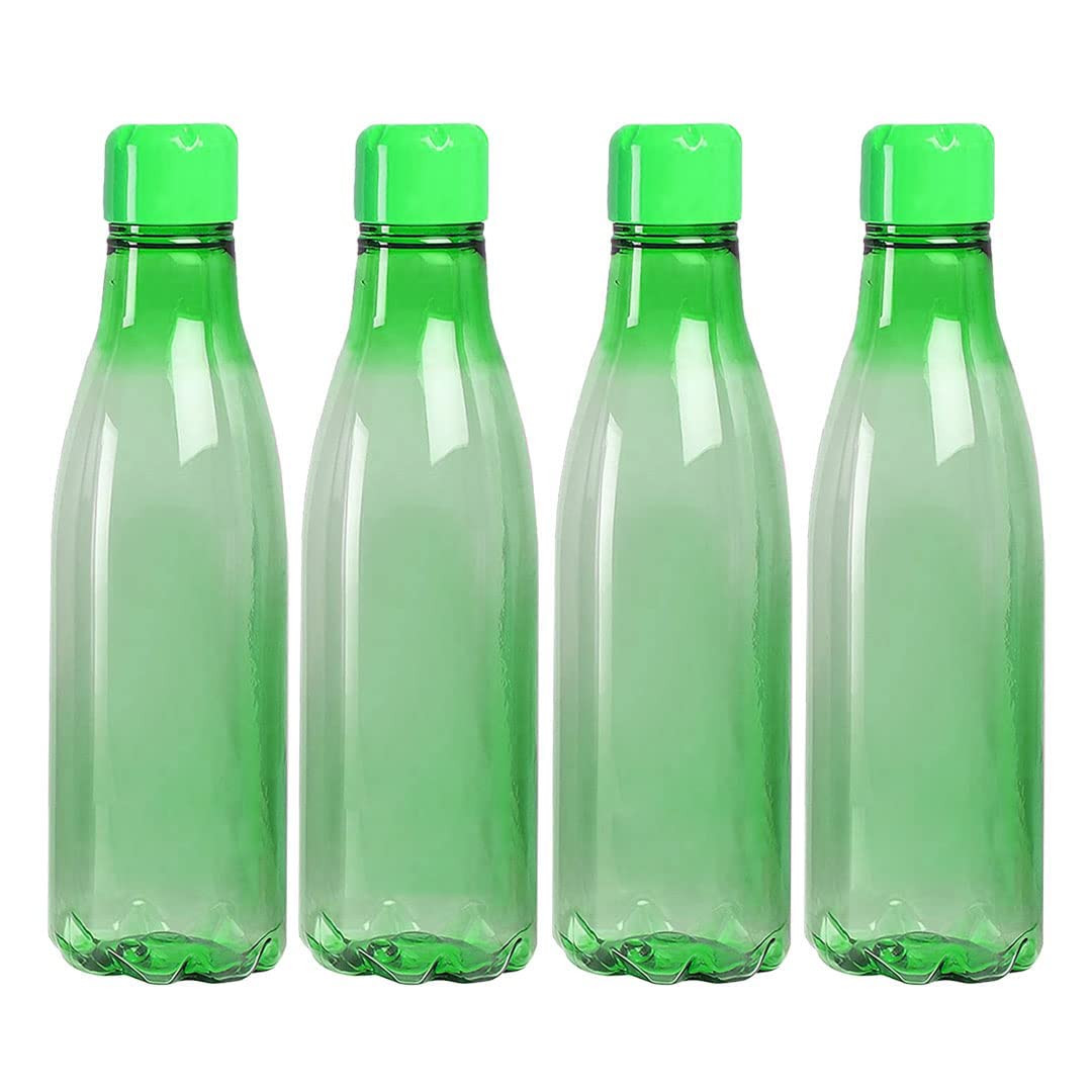 Kuber Industries BPA Free Plastic Water Bottles | Unbreakable, Leak Proof, 100% Food Grade Plastic | For Kids & Adults | Refrigerator Plastic Bottle Set of 4 - Green