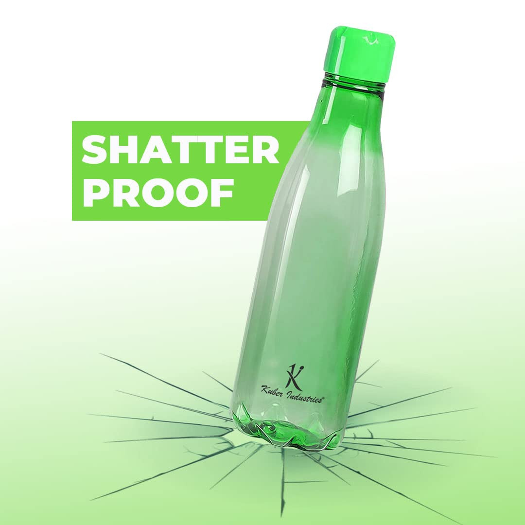Kuber Industries BPA Free Plastic Water Bottles | Unbreakable, Leak Proof, 100% Food Grade Plastic | For Kids & Adults | Refrigerator Plastic Bottle Set of 4 - Green