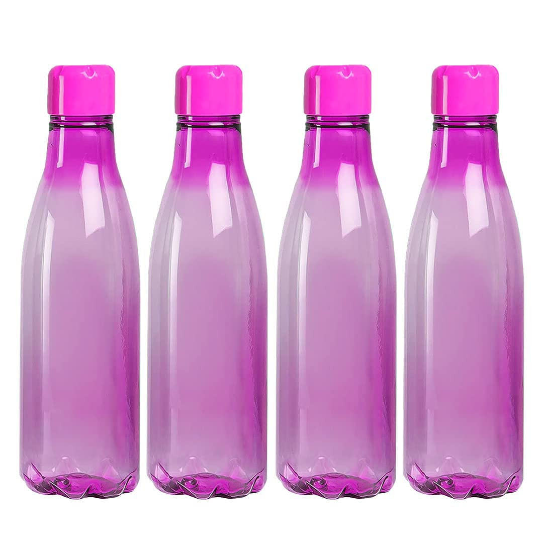 Kuber Industries BPA Free Plastic Water Bottles | Unbreakable, Leak Proof, 100% Food Grade Plastic | For Kids & Adults | Refrigerator Plastic Bottle Set of 4 - Pink