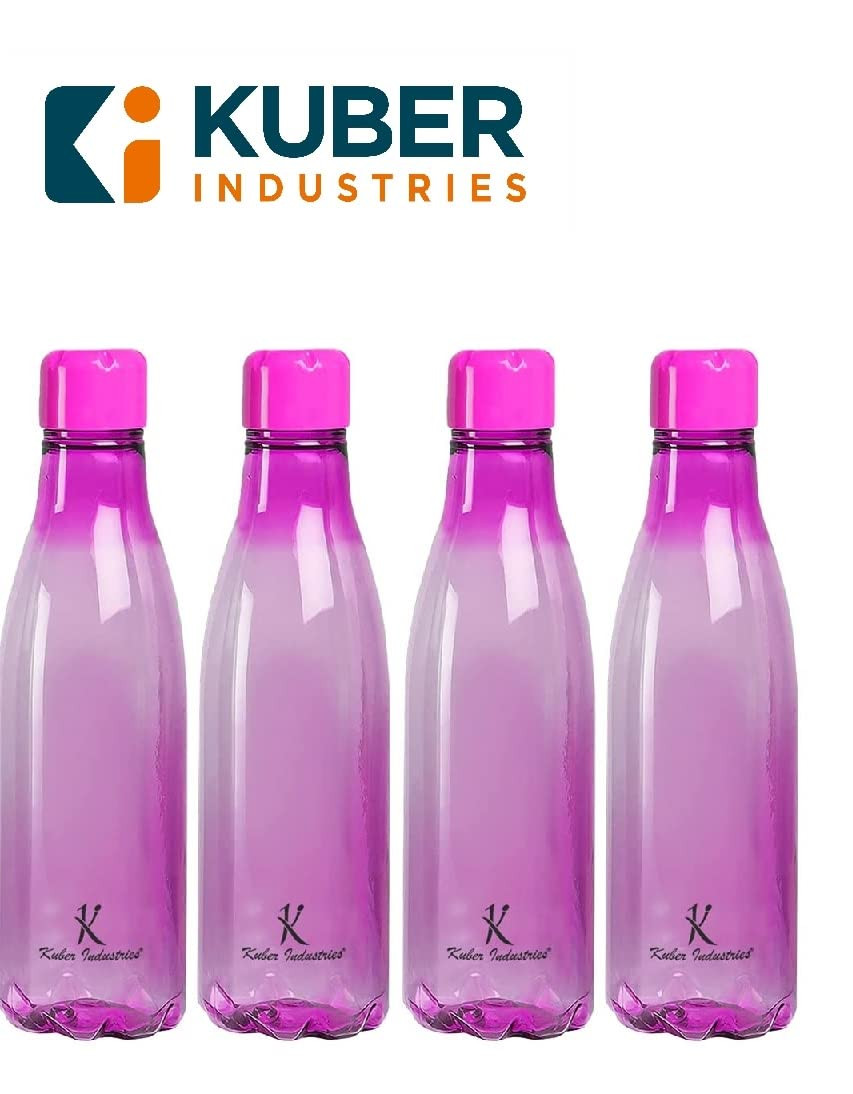 Kuber Industries BPA Free Plastic Water Bottles | Unbreakable, Leak Proof, 100% Food Grade Plastic | For Kids & Adults | Refrigerator Plastic Bottle Set of 4 - Pink