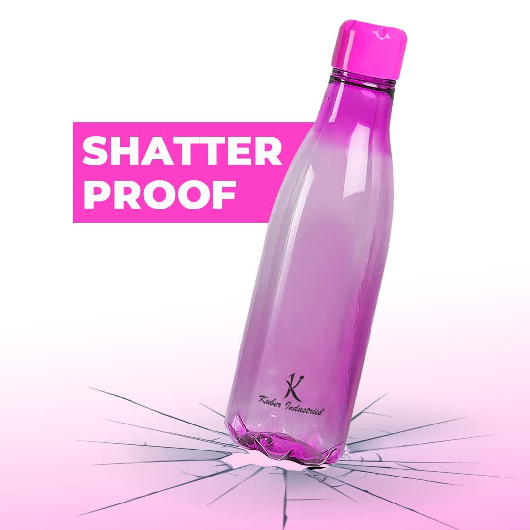 Kuber Industries BPA Free Plastic Water Bottles | Unbreakable, Leak Proof, 100% Food Grade Plastic | For Kids & Adults | Refrigerator Plastic Bottle Set of 4 - Pink
