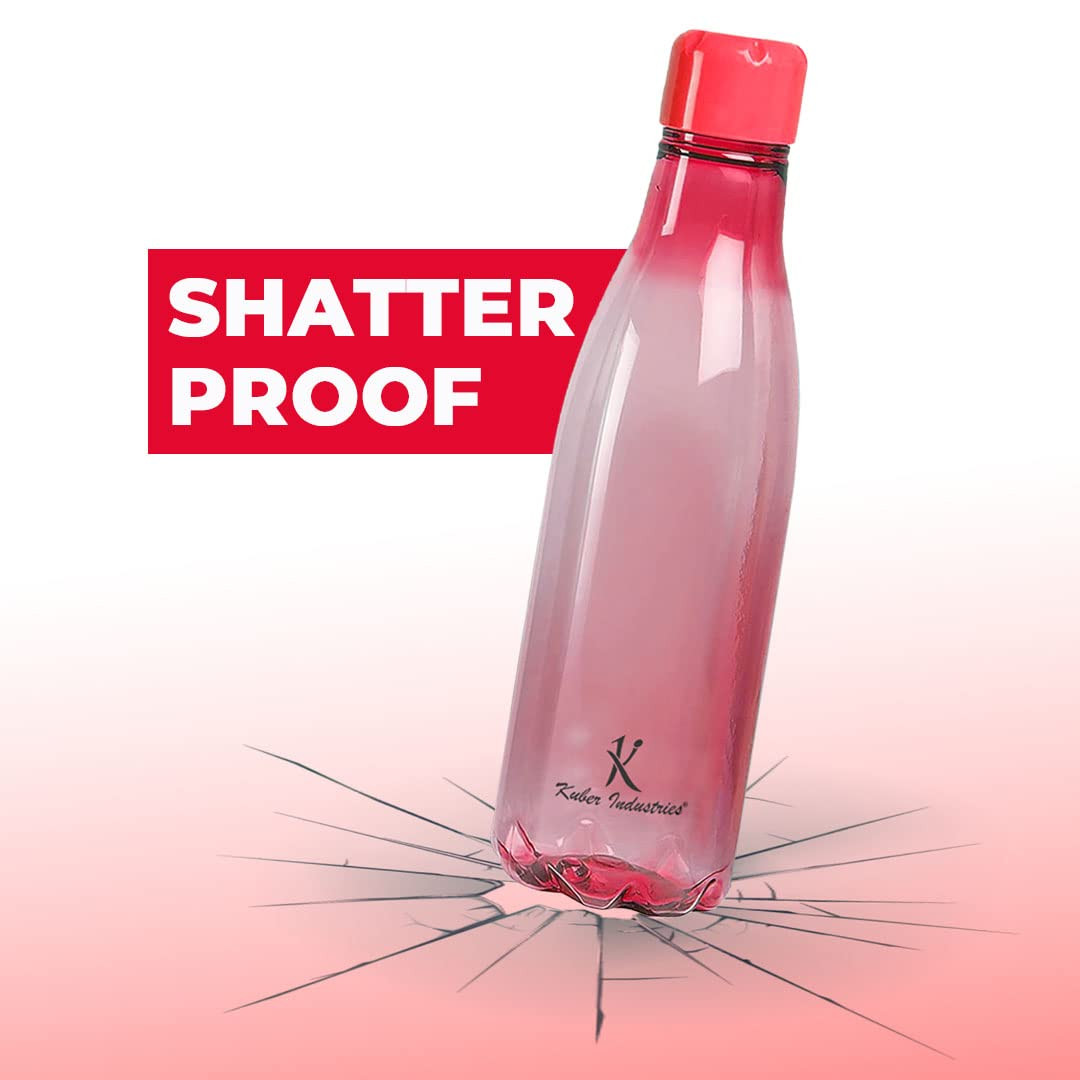 Kuber Industries BPA Free Plastic Water Bottles | Unbreakable, Leak Proof, 100% Food Grade Plastic | For Kids & Adults | Refrigerator Plastic Bottle Set of 4 - Red