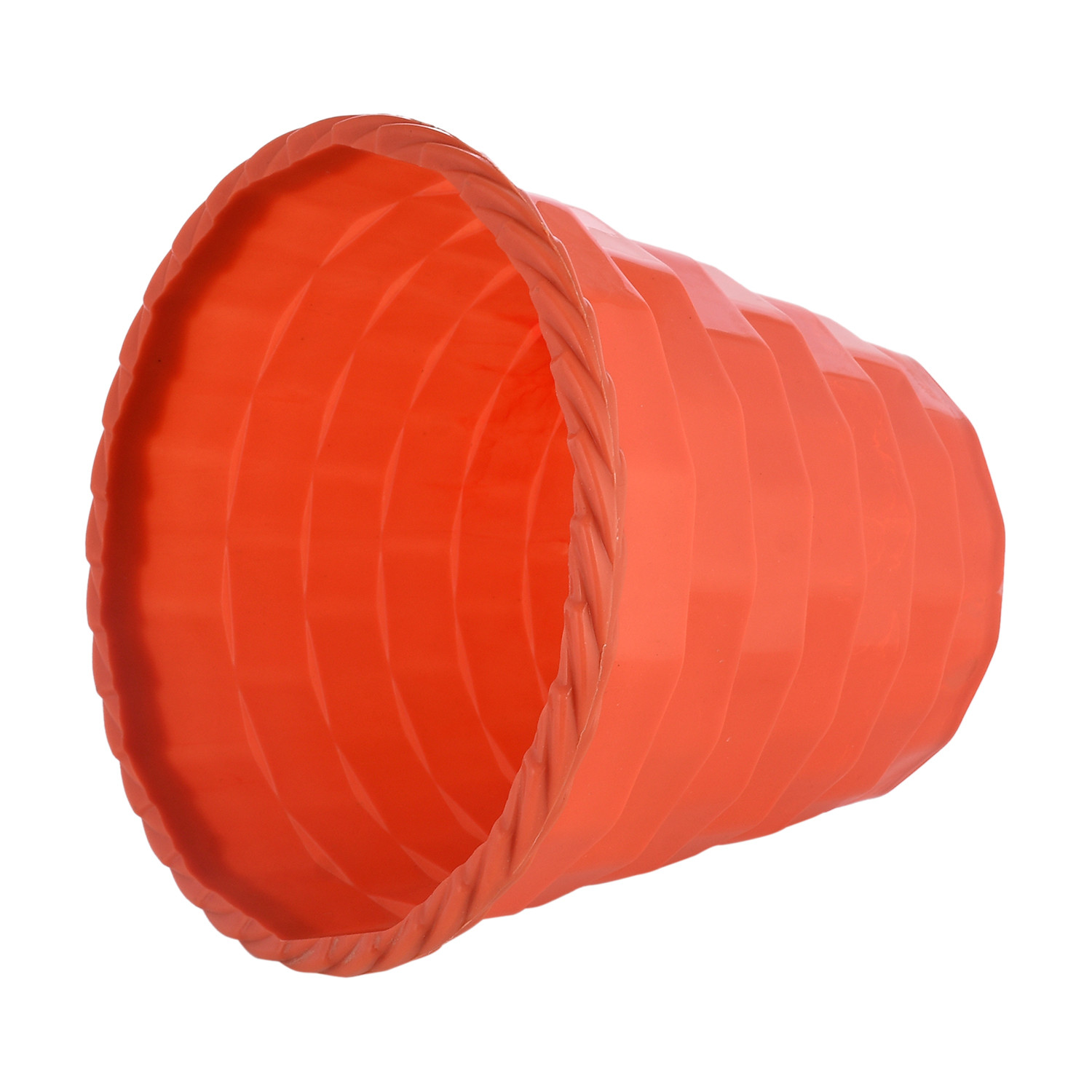 Kuber Industries Brick Flower Pot|Durable Plastic Flower Pots|Planters for Home Décor|Garden|Living Room|Balcony|6 Inch|(Orange)
