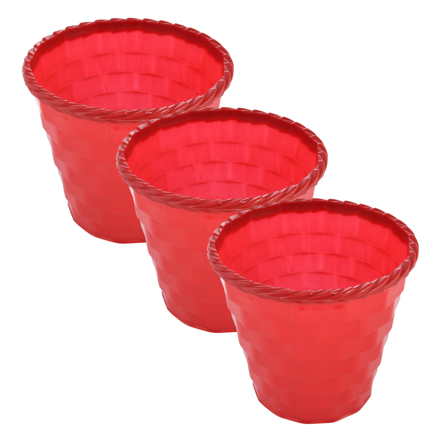 Kuber Industries Brick Flower Pot|Durable Plastic Flower Pots|Planters for Home Décor|Garden|Living Room|Balcony|6 Inch|(Red)