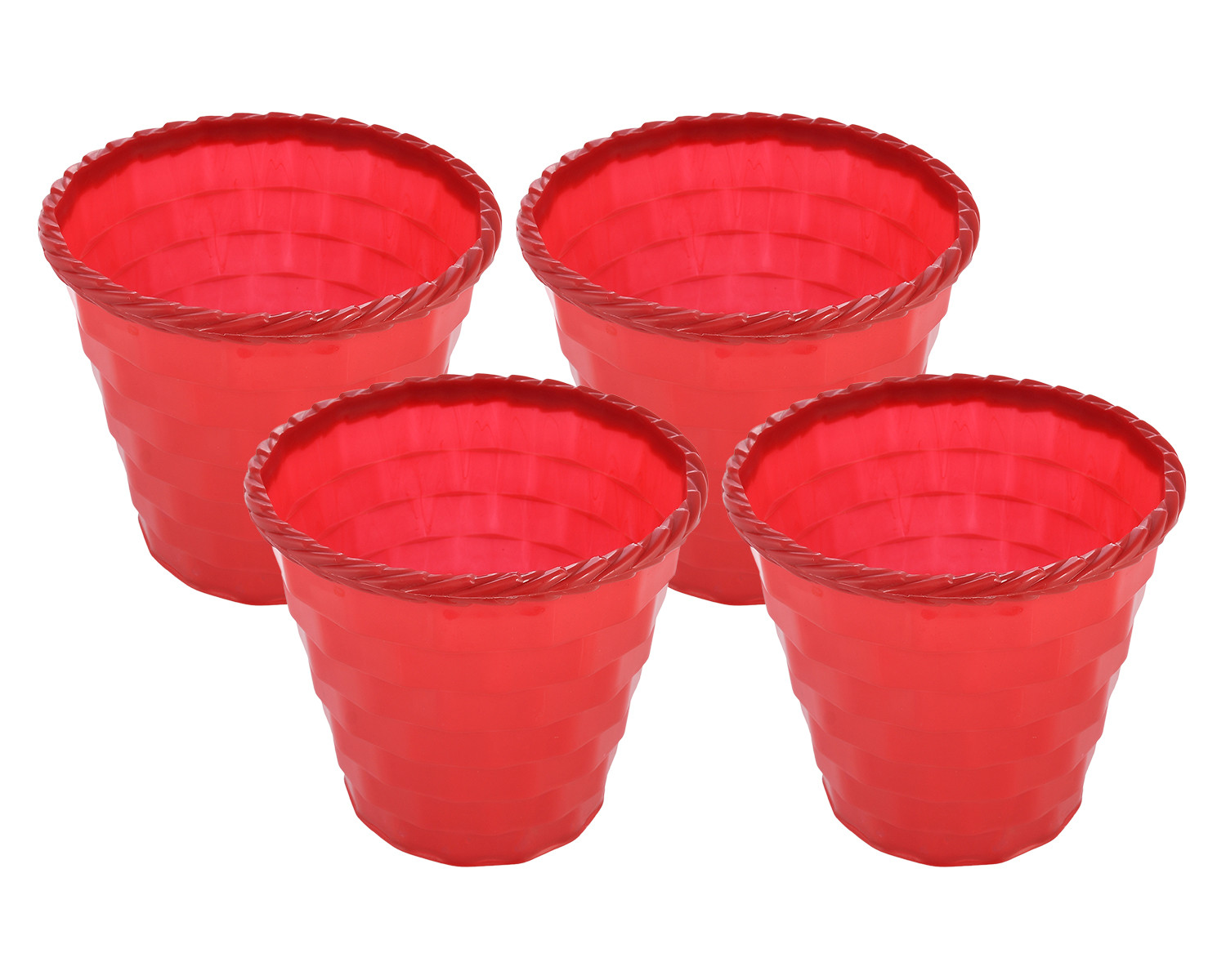 Kuber Industries Brick Flower Pot|Durable Plastic Flower Pots|Planters for Home Décor|Garden|Living Room|Balcony|6 Inch|(Red)