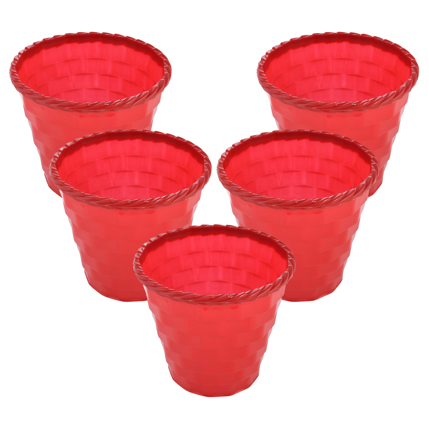 Kuber Industries Brick Flower Pot|Durable Plastic Flower Pots|Planters for Home Décor|Garden|Living Room|Balcony|6 Inch|(Red)
