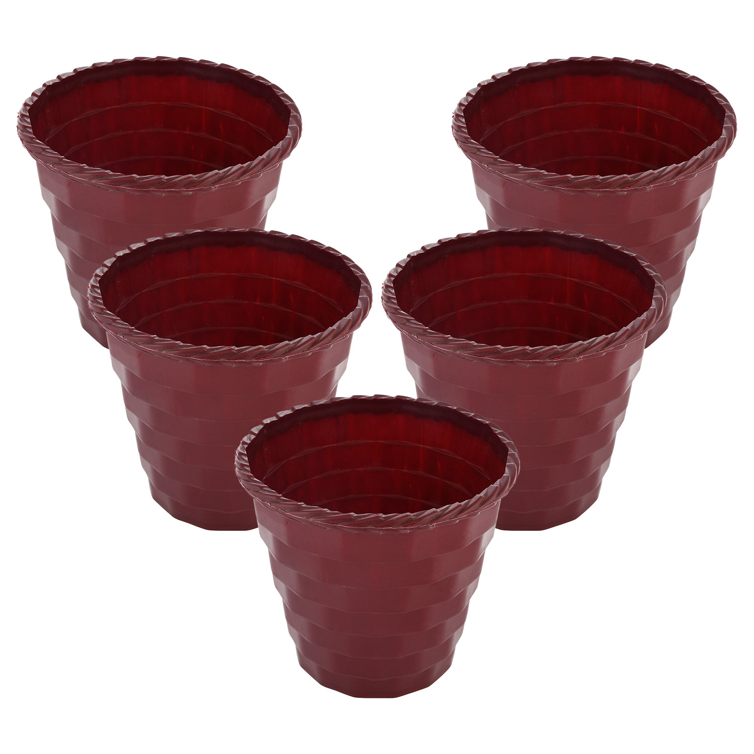 Kuber Industries Brick Flower Pot|Durable Plastic Flower Pots|Planters for Home Décor|Garden|Living Room|Balcony|6 Inch|(Maroon)
