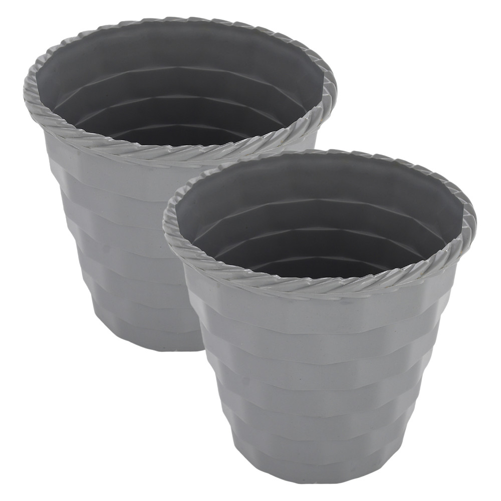 Kuber Industries Brick Flower Pot|Durable Plastic Flower Pots|Planters for Home Décor|Garden|Living Room|Balcony|6 Inch|(Grey)