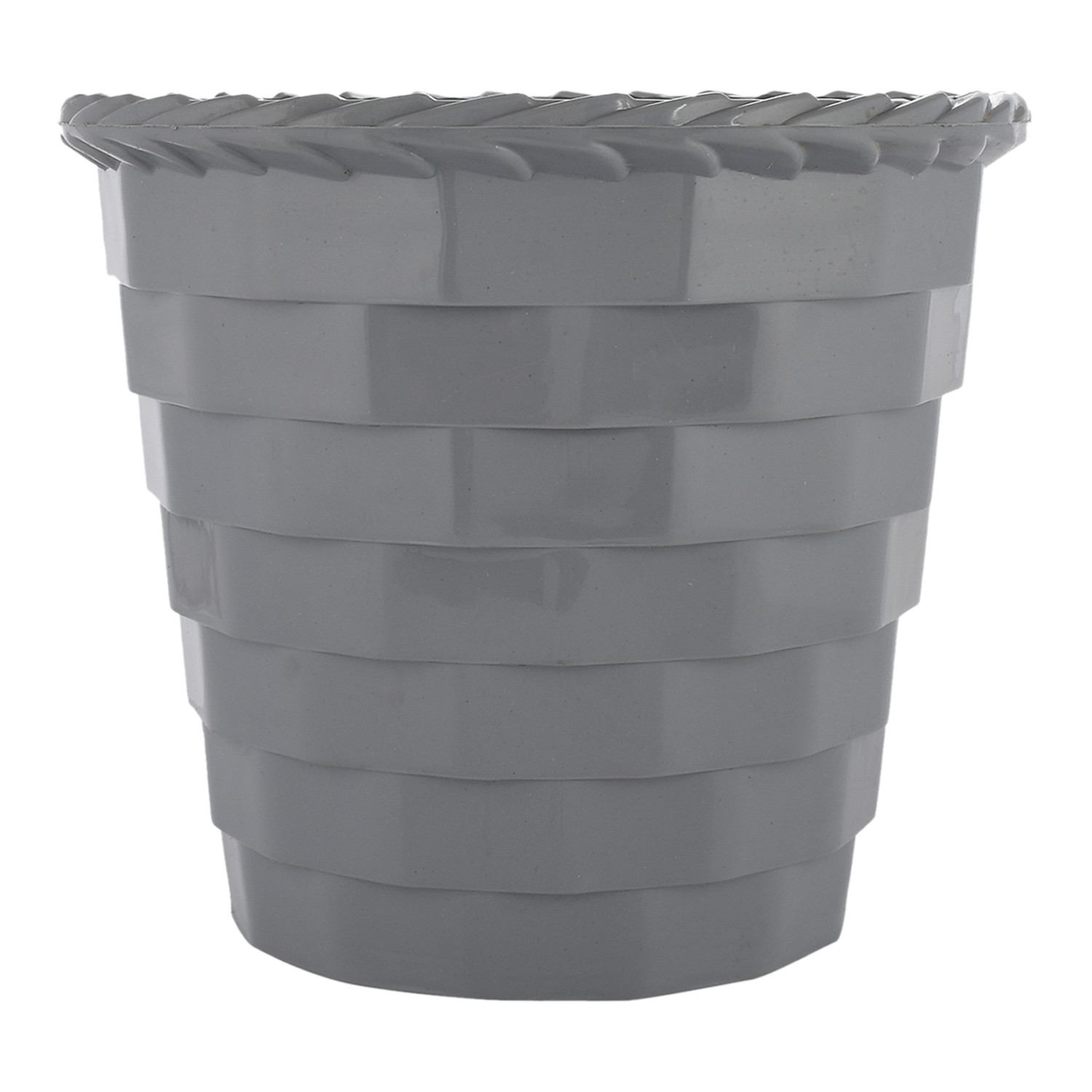 Kuber Industries Brick Flower Pot|Durable Plastic Flower Pots|Planters for Home Décor|Garden|Living Room|Balcony|6 Inch|(Grey)