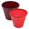 Kuber Industries Brick Flower Pot|Durable Plastic Flower Pots|Planters for Home Décor|Garden|Living Room|Balcony|6 Inch|Pack of 2 (Red &amp; Maroon)