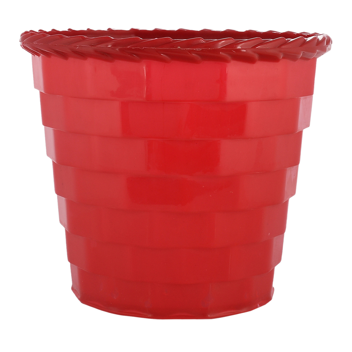 Kuber Industries Brick Flower Pot|Durable Plastic Flower Pots|Planters for Home Décor|Garden|Living Room|Balcony|6 Inch|Pack of 2 (Red & Grey)