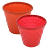 Kuber Industries Brick Flower Pot|Durable Plastic Flower Pots|Planters for Home Décor|Garden|Living Room|Balcony|6 Inch|Pack of 2 (Red &amp; Orange)