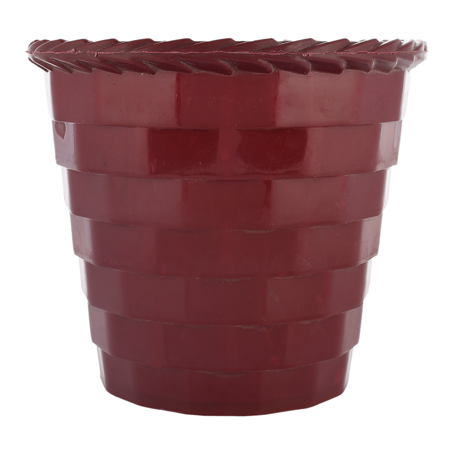 Kuber Industries Brick Flower Pot|Durable Plastic Flower Pots|Planters for Home Décor|Garden|Living Room|Balcony|6 Inch|Pack of 2 (Maroon & Grey)