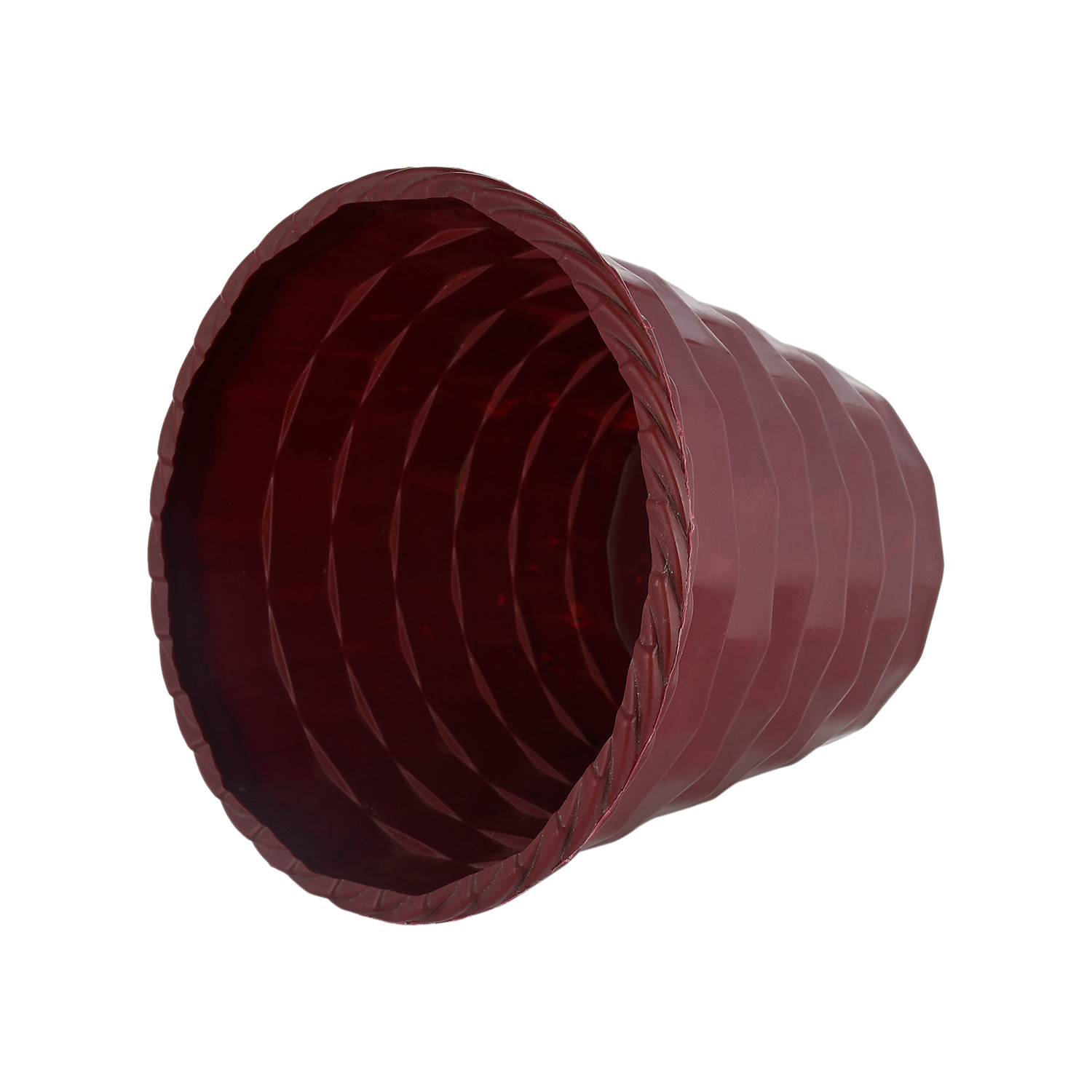 Kuber Industries Brick Flower Pot|Durable Plastic Flower Pots|Planters for Home Décor|Garden|Living Room|Balcony|6 Inch|Pack of 2 (Maroon & Grey)