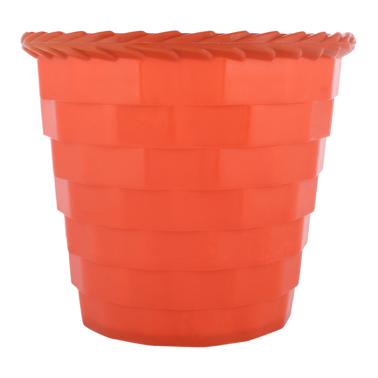 Kuber Industries Brick Flower Pot|Durable Plastic Flower Pots|Planters for Home Décor|Garden|Living Room|Balcony|6 Inch|Pack of 2 (Orange & Grey)