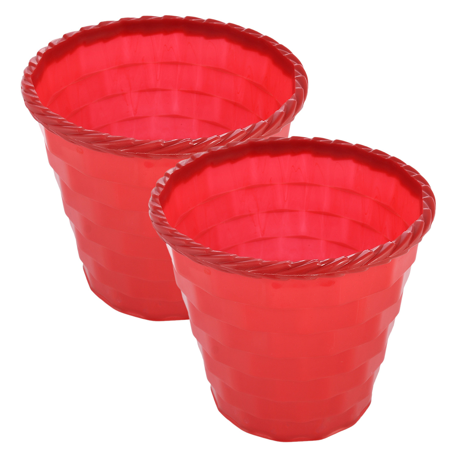 Kuber Industries Brick Flower Pot|Durable Plastic Flower Pots|Planters for Home Décor|Garden|Living Room|Balcony|8 Inch (Red)