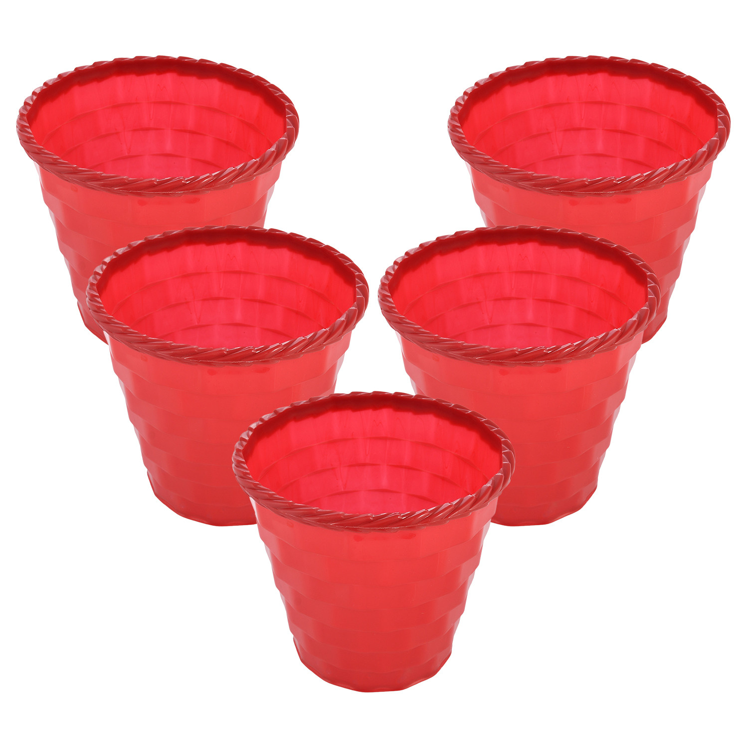 Kuber Industries Brick Flower Pot|Durable Plastic Flower Pots|Planters for Home Décor|Garden|Living Room|Balcony|8 Inch (Red)