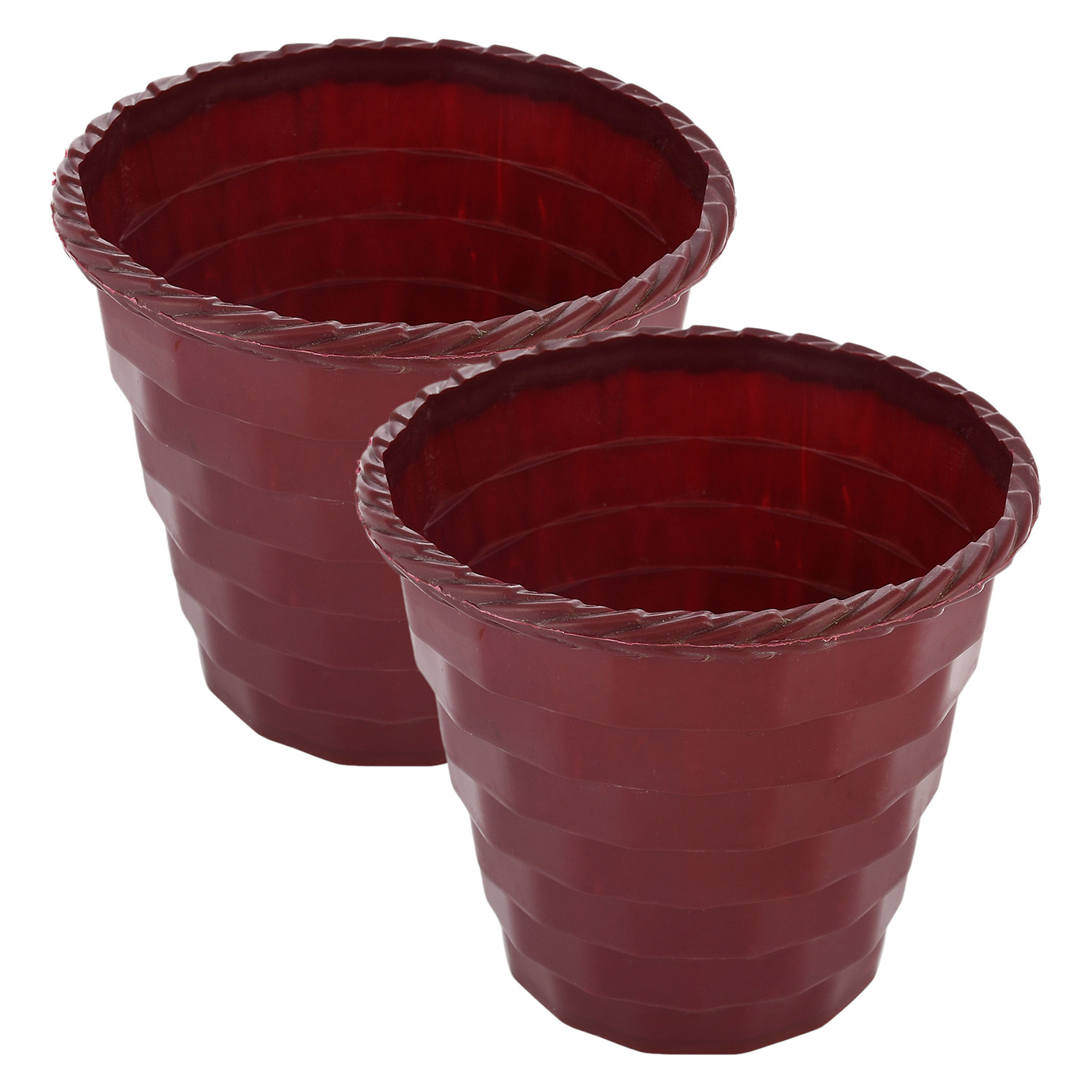 Kuber Industries Brick Flower Pot|Durable Plastic Flower Pots|Planters for Home Décor|Garden|Living Room|Balcony|8 Inch|(Maroon)