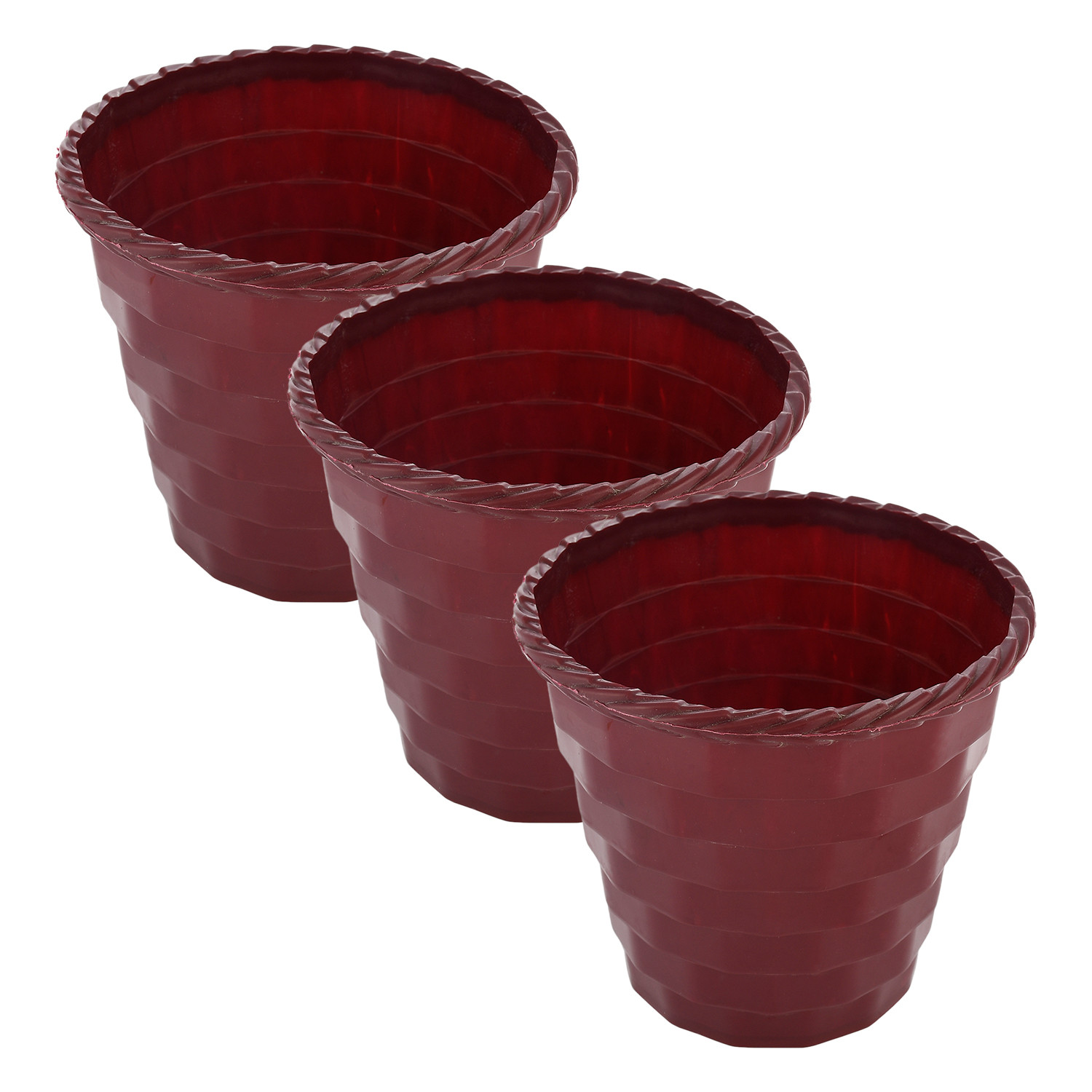 Kuber Industries Brick Flower Pot|Durable Plastic Flower Pots|Planters for Home Décor|Garden|Living Room|Balcony|8 Inch|(Maroon)