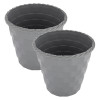 Kuber Industries Brick Flower Pot|Durable Plastic Flower Pots|Planters for Home Décor|Garden|Living Room|Balcony|8 Inch (Grey)