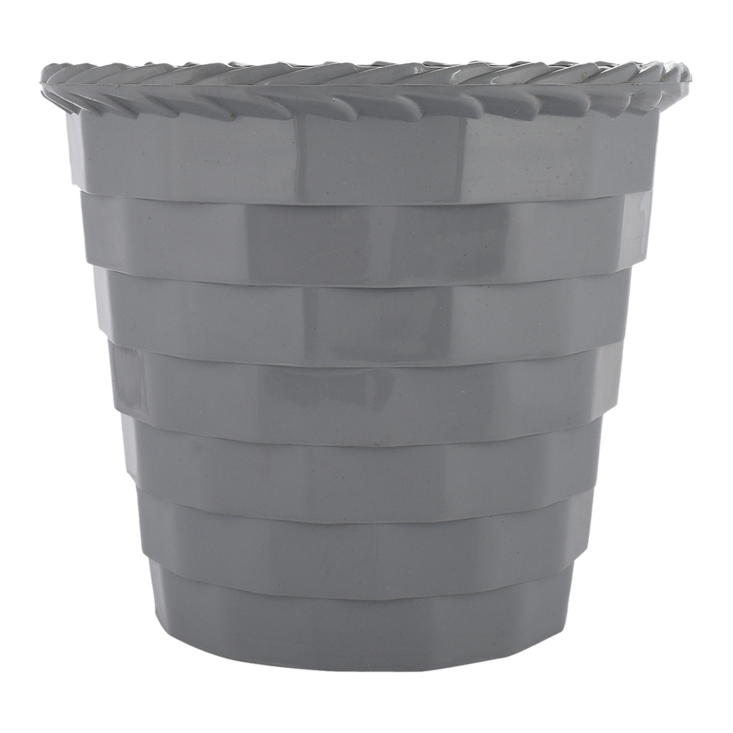 Kuber Industries Brick Flower Pot|Durable Plastic Flower Pots|Planters for Home Décor|Garden|Living Room|Balcony|8 Inch (Grey)