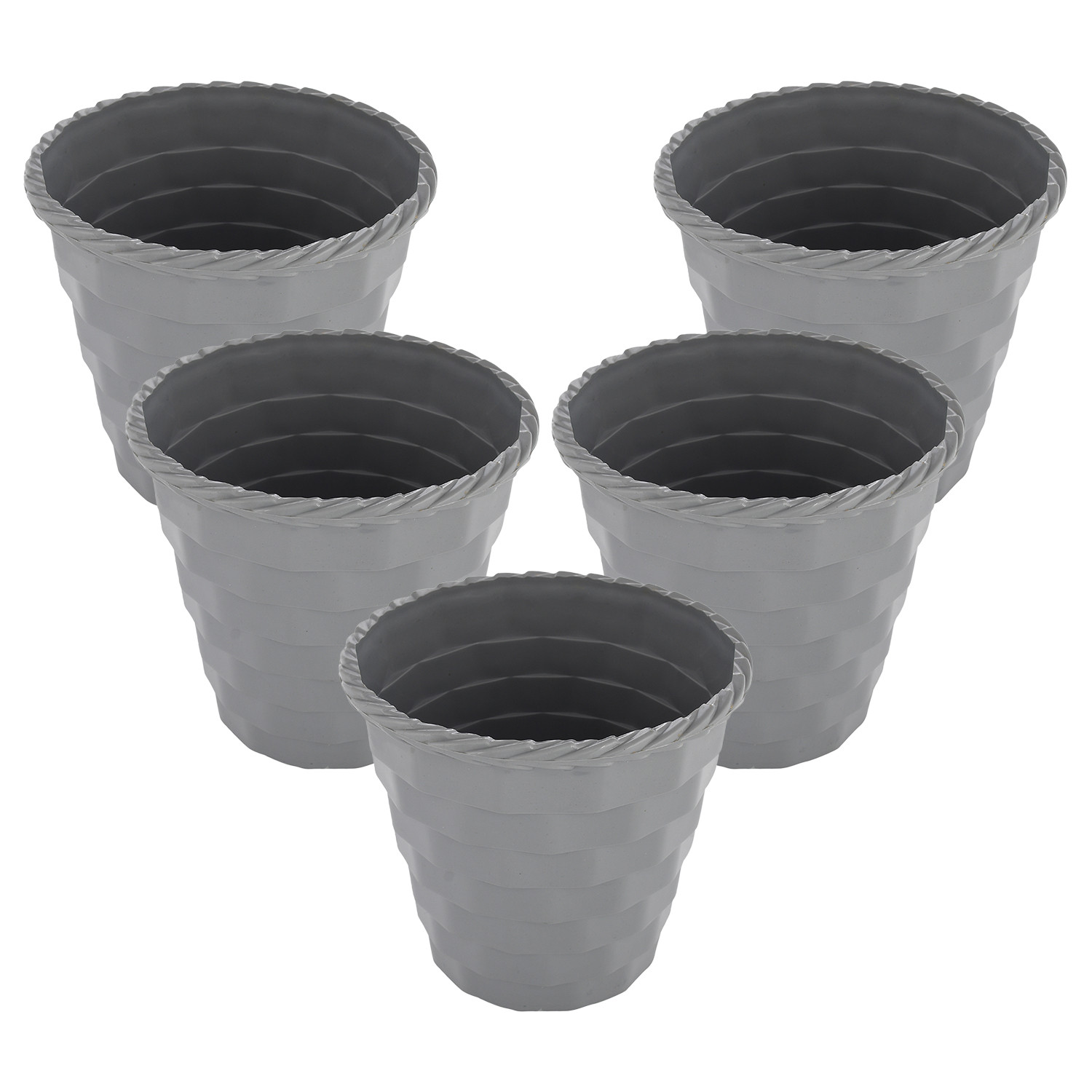 Kuber Industries Brick Flower Pot|Durable Plastic Flower Pots|Planters for Home Décor|Garden|Living Room|Balcony|8 Inch (Grey)