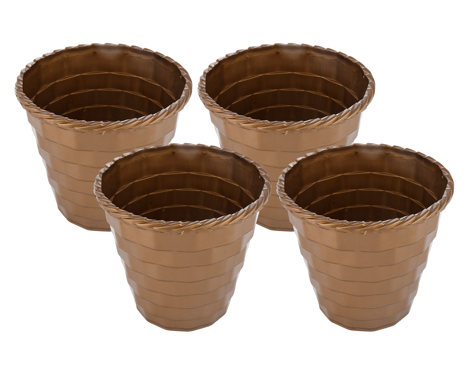 Kuber Industries Brick Flower Pot|Durable Plastic Flower Pots|Planters for Home Décor|Garden|Living Room|Balcony|8 Inch (Golden)