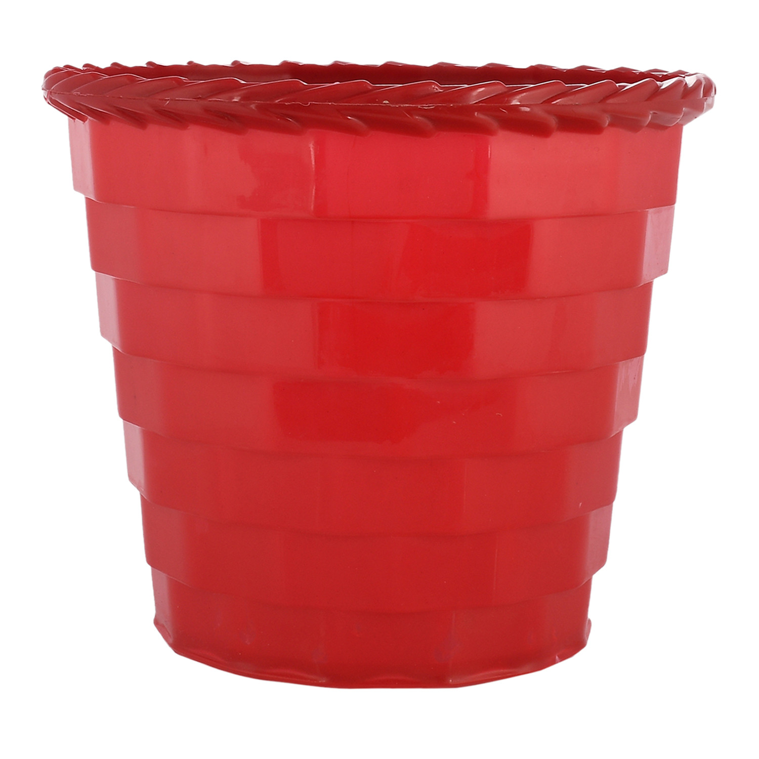 Kuber Industries Brick Flower Pot|Durable Plastic Flower Pots|Planters for Home Décor|Garden|Living Room|Balcony|8 Inch|Pack of 2 (Red & Golden)