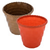 Kuber Industries Brick Flower Pot|Durable Plastic Flower Pots|Planters for Home Décor|Garden|Living Room|Balcony|8 Inch|Pack of 2 (Orange &amp; Golden)