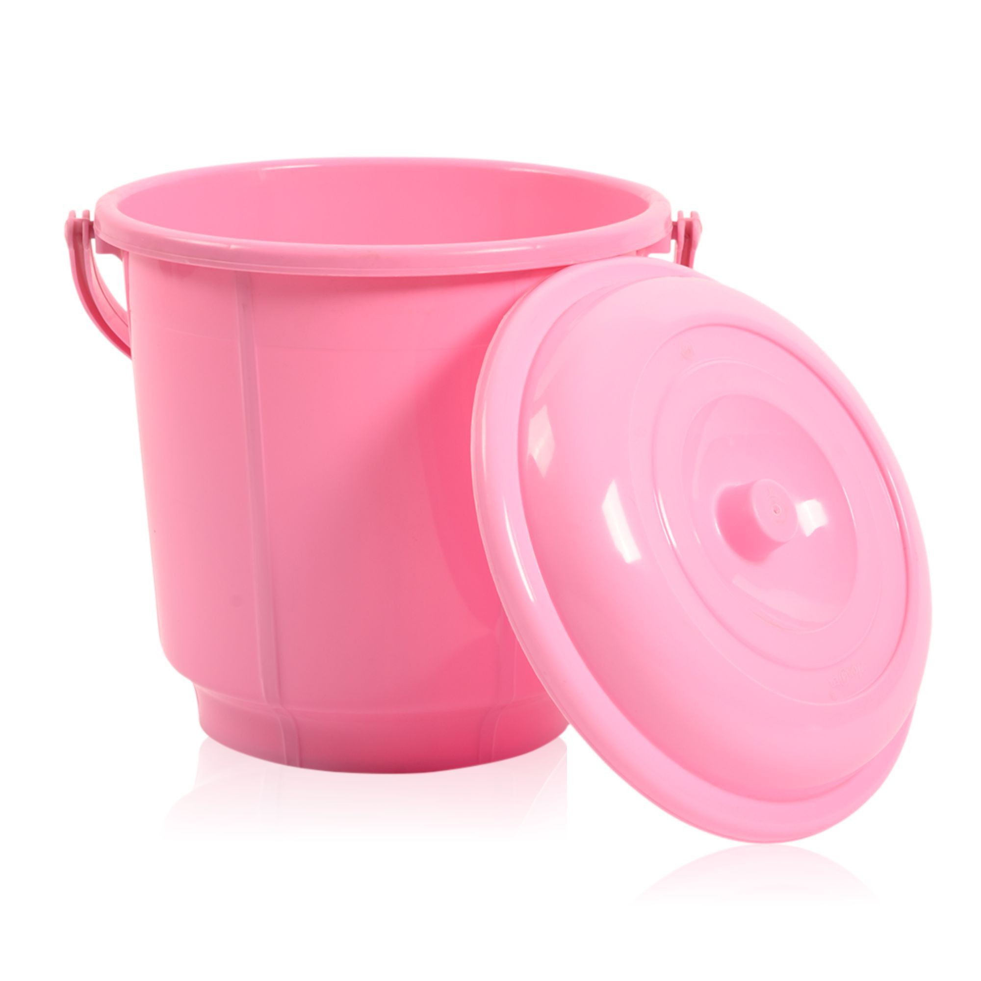 Kuber Industries Bucket  18 Liter Bucket for Bathroom  Balti for Bathroom  Plastic Bucket for Daily Use  Bucket with Lid  Handle  Water Storage Bucket  Bathroom Bucket  Pink